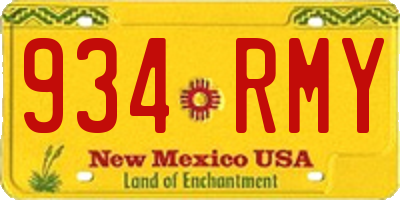 NM license plate 934RMY