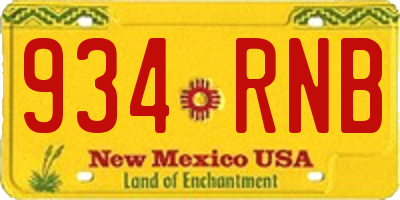 NM license plate 934RNB