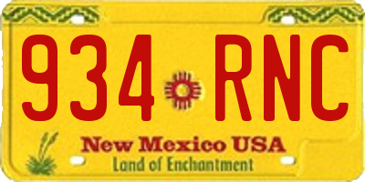 NM license plate 934RNC