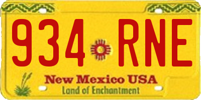 NM license plate 934RNE