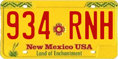NM license plate 934RNH