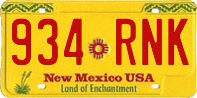 NM license plate 934RNK