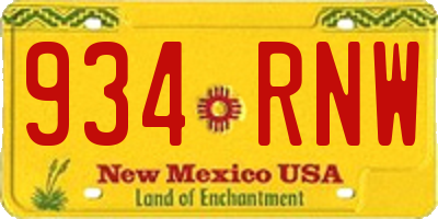 NM license plate 934RNW