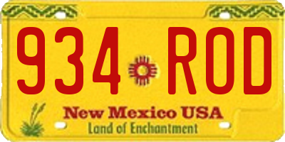 NM license plate 934ROD