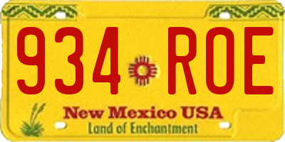 NM license plate 934ROE