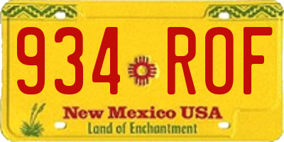 NM license plate 934ROF
