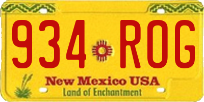 NM license plate 934ROG