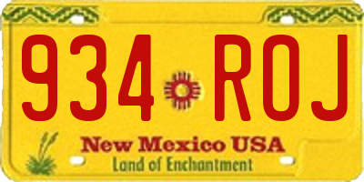 NM license plate 934ROJ
