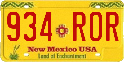 NM license plate 934ROR