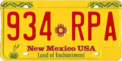 NM license plate 934RPA
