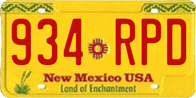 NM license plate 934RPD