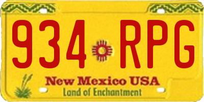 NM license plate 934RPG