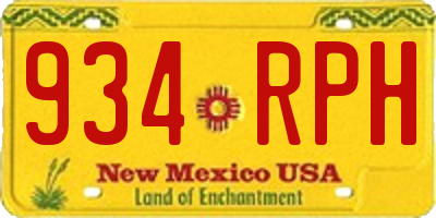 NM license plate 934RPH