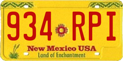 NM license plate 934RPI