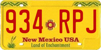 NM license plate 934RPJ