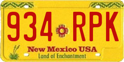 NM license plate 934RPK