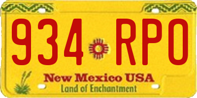 NM license plate 934RPO