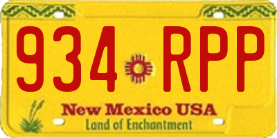 NM license plate 934RPP