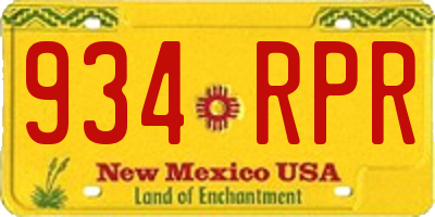 NM license plate 934RPR