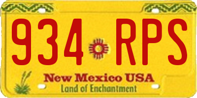 NM license plate 934RPS