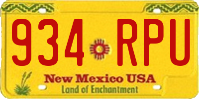 NM license plate 934RPU