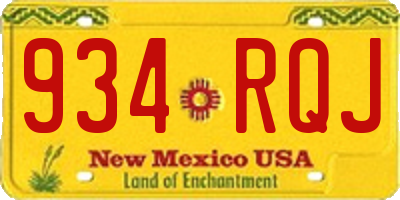 NM license plate 934RQJ