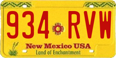 NM license plate 934RVW