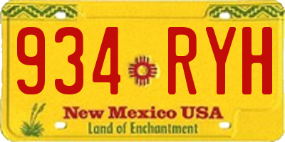 NM license plate 934RYH