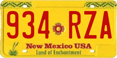 NM license plate 934RZA