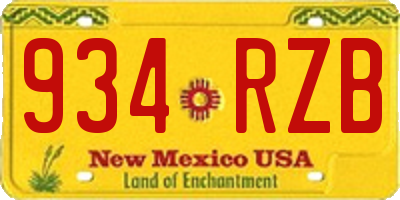 NM license plate 934RZB