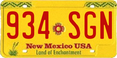 NM license plate 934SGN