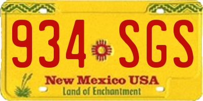 NM license plate 934SGS