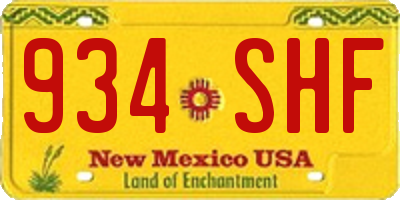 NM license plate 934SHF