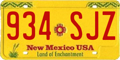 NM license plate 934SJZ