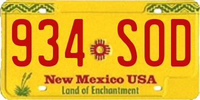 NM license plate 934SOD