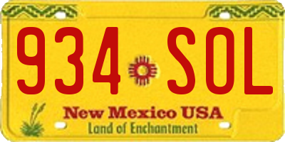 NM license plate 934SOL