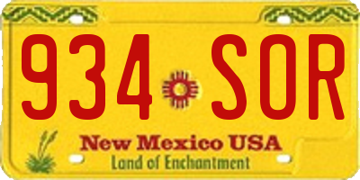 NM license plate 934SOR