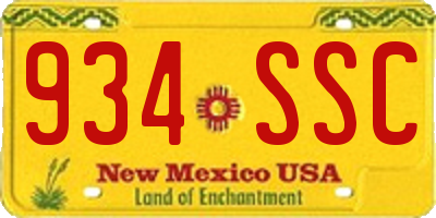 NM license plate 934SSC