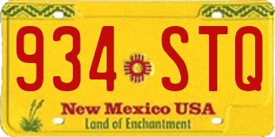 NM license plate 934STQ