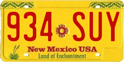 NM license plate 934SUY
