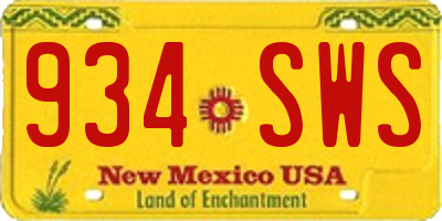 NM license plate 934SWS