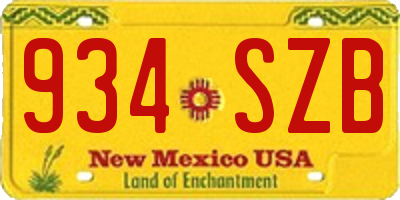 NM license plate 934SZB