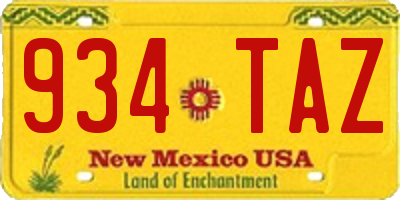 NM license plate 934TAZ