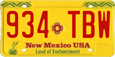 NM license plate 934TBW