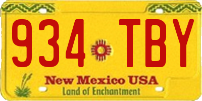 NM license plate 934TBY