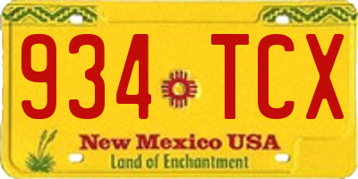NM license plate 934TCX