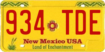 NM license plate 934TDE