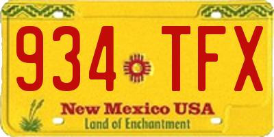 NM license plate 934TFX