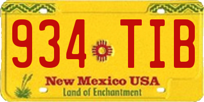 NM license plate 934TIB
