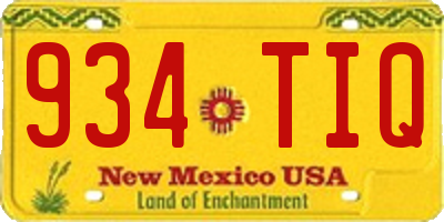 NM license plate 934TIQ